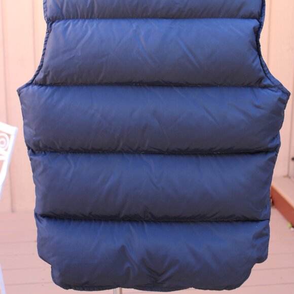 Woolrich Down Nylon Quilted Youth Vest Navy Blue Small Snaps Pockets High & Low - Picture 2 of 7